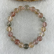 Natural Pinkish with Green Rabbit Hair Rutilated Quartz Beads Bracelet 20.16g 16cm 9.2mm 22Beads - Huangs Jadeite and Jewelry Pte Ltd
