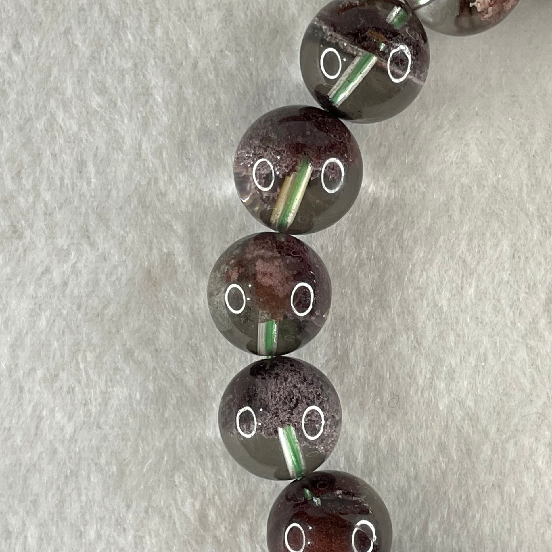 Good Grade Natural Red Phantom Quartz Beads Bracelet 46.23g 17cm 12.9mm 17 Beads - Huangs Jadeite and Jewelry Pte Ltd