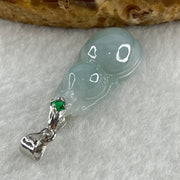 Natural Type A Semi Icy Lavender Jadeite Calabash Hulu Pendant in Stainless Steel Clasp 3.55g 27.2 by 13.8 by 6.4mm - Huangs Jadeite and Jewelry Pte Ltd