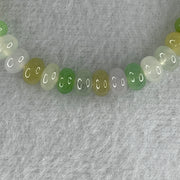 Natural Type A Muti Green with Lavender Yellowish Jadeite Donut Bracelet 12.93g 15cm 6.3mm 42 Beads - Huangs Jadeite and Jewelry Pte Ltd