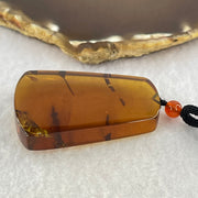 Natural Cognac Flora Amber Pendant 15.12g 52.3 by 34.2 by 12.2mm - Huangs Jadeite and Jewelry Pte Ltd