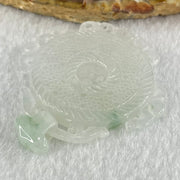 Type A Semi Icy White Jadeite Floral Ping An Kou Donut Pendant 19.53g 45.6 by 44.1 by 6.6mm - Huangs Jadeite and Jewelry Pte Ltd