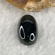 Type A Translucent Black Omphacite Jadeite Round Cabouchon Stone For Setting 1.27g 15.1 by 8.9 by 4.7mm - Huangs Jadeite and Jewelry Pte Ltd