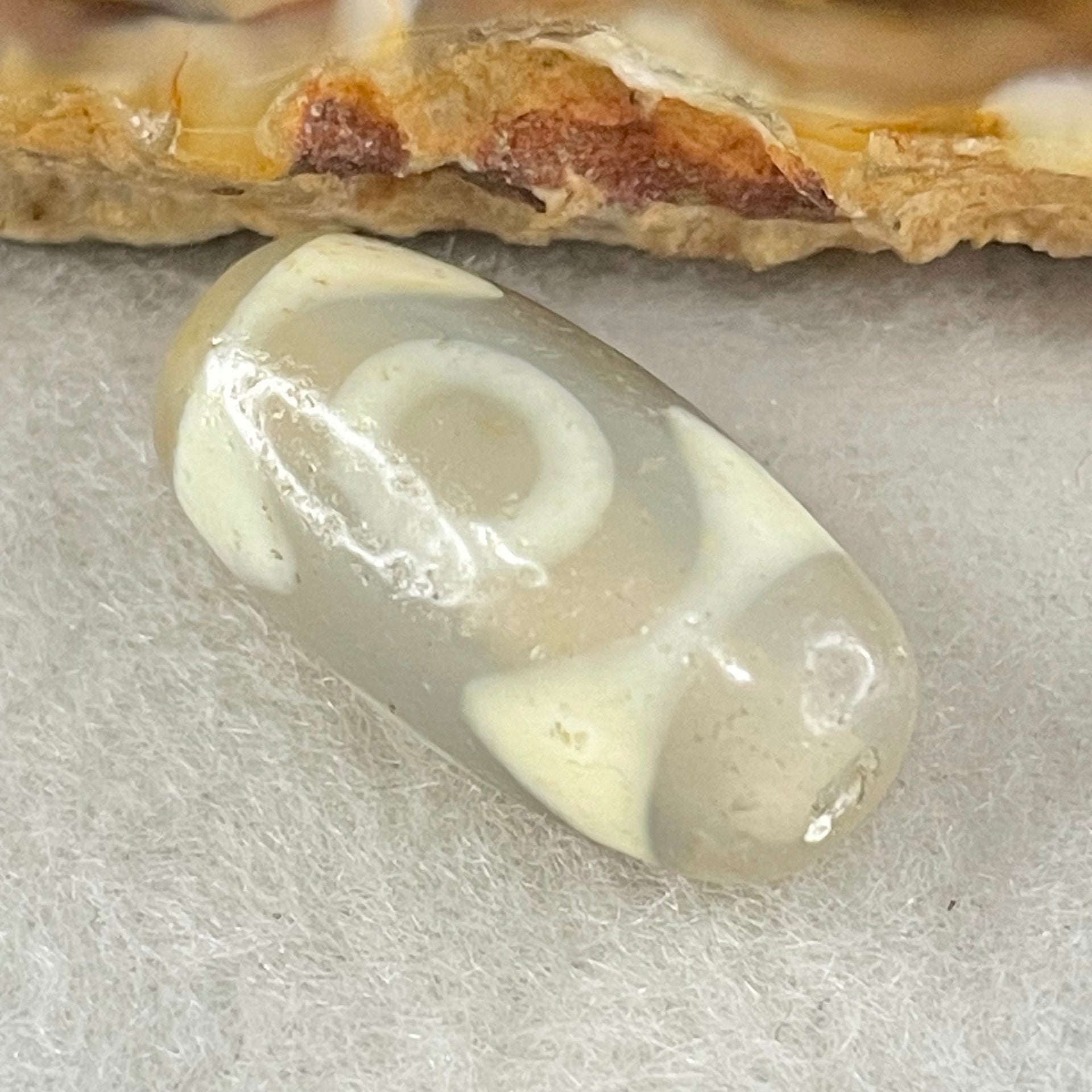 Natural Powerful Tibetan Old Oily Agate 3 Eyes Dzi Bead Heavenly Master (Tian Zhu) 三眼天诛 2.80g 19.5 by 10.0mm - Huangs Jadeite and Jewelry Pte Ltd
