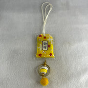 Porcelain Yellow Fortune Cat Yushou Charm 14.09g 14.8 by 17.5 by 14.4mm - Huangs Jadeite and Jewelry Pte Ltd