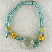 Type A Blueish Green Jadeite Ping An Kou String Bracelet 2.96g 15.1 by 6.1mm - Huangs Jadeite and Jewelry Pte Ltd