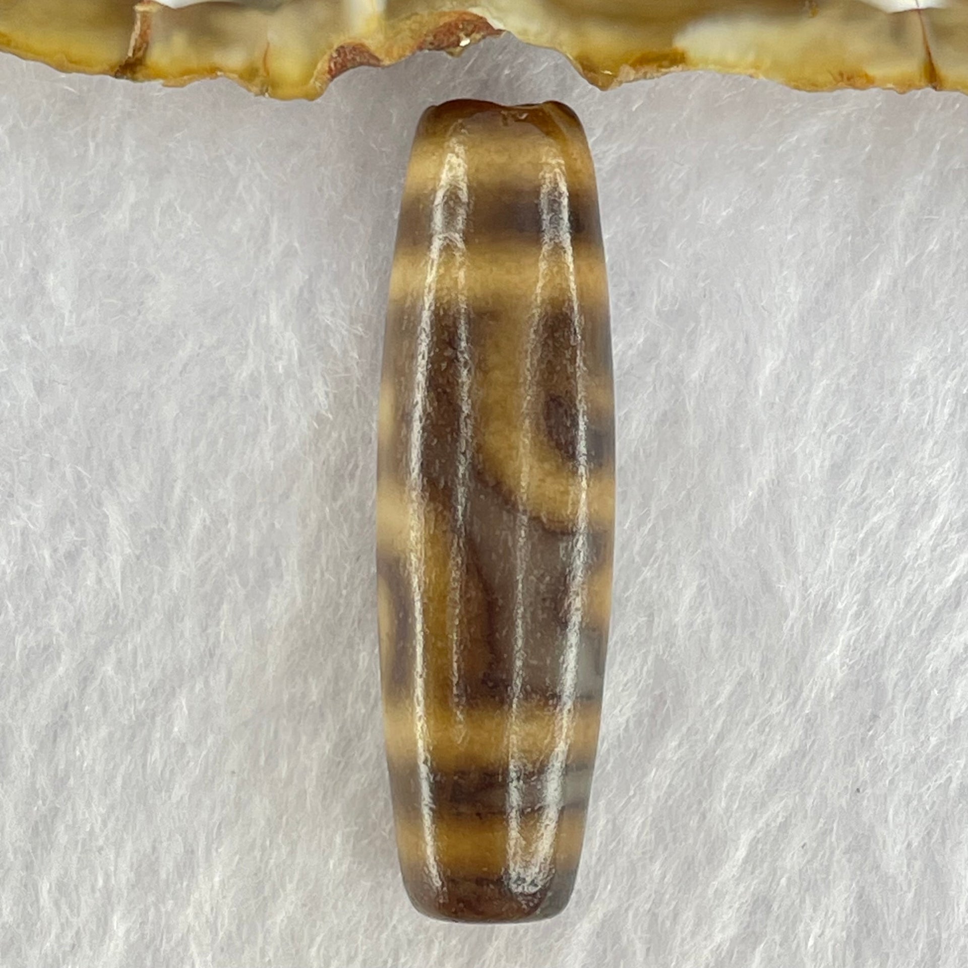 Natural Powerful Tibetan Old Oily Agate Double Nectar Vessel Dzi Bead Heavenly Master (Tian Zhu) 花蜜容器眼天珠 7.17g 38.3 by 11.0mm - Huangs Jadeite and Jewelry Pte Ltd