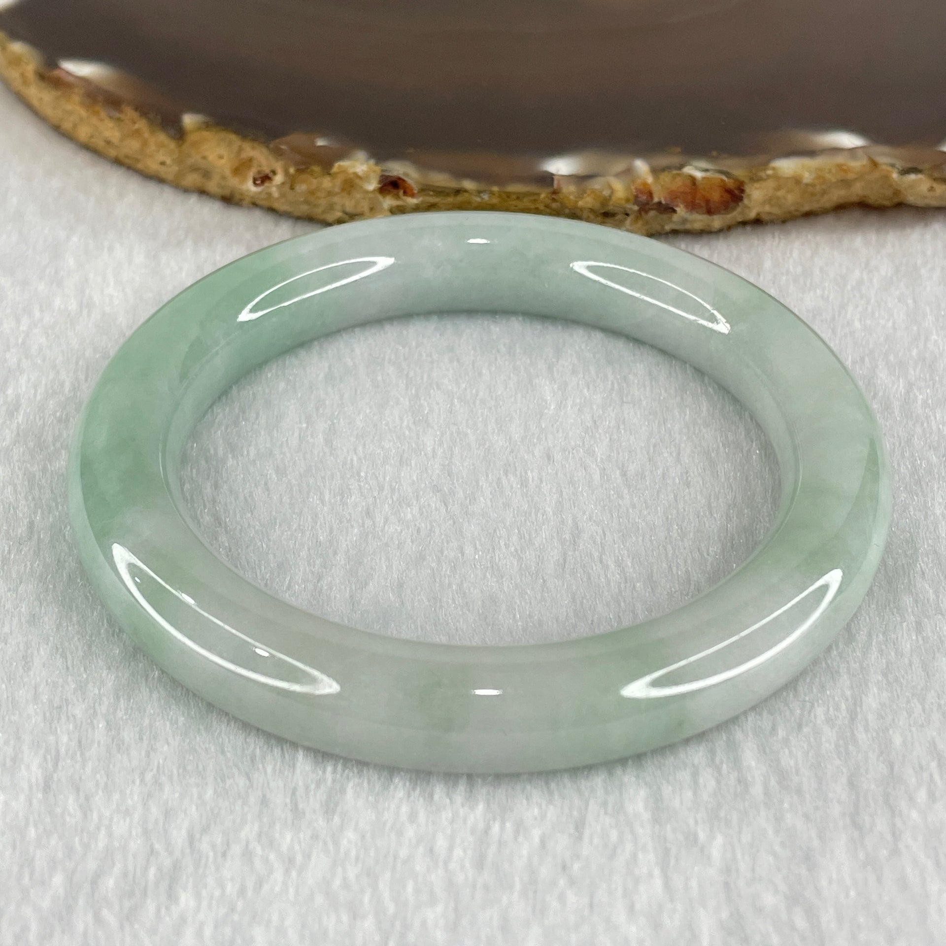 Type A Light Green to White Jadeite Bangle 56.38g Internal Diameter 55.8mm 10.7 by 10.0mm (Internal Lines) - Huangs Jadeite and Jewelry Pte Ltd