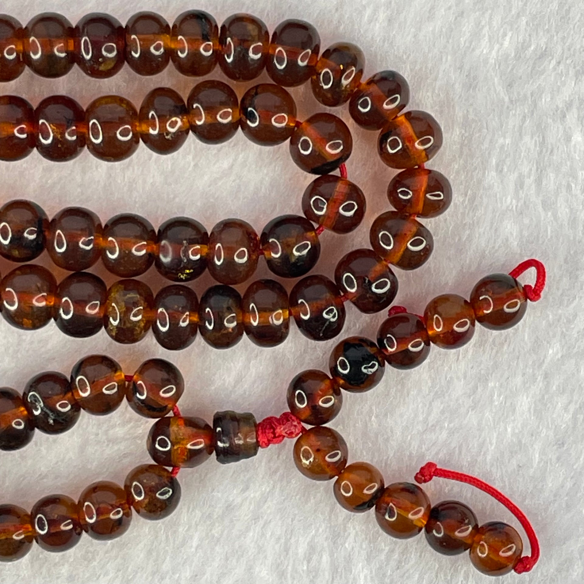 Natural Blood Red Amber Beads Necklace 天然血珀项链 16.14g 58cm 6.1mm 108 Beads - Huangs Jadeite and Jewelry Pte Ltd