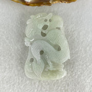 Type A Light Green and Lavender Jadeite Nezha with Dragon Pendant 25.06g 54.8 by 37.4 by 10.5mm - Huangs Jadeite and Jewelry Pte Ltd
