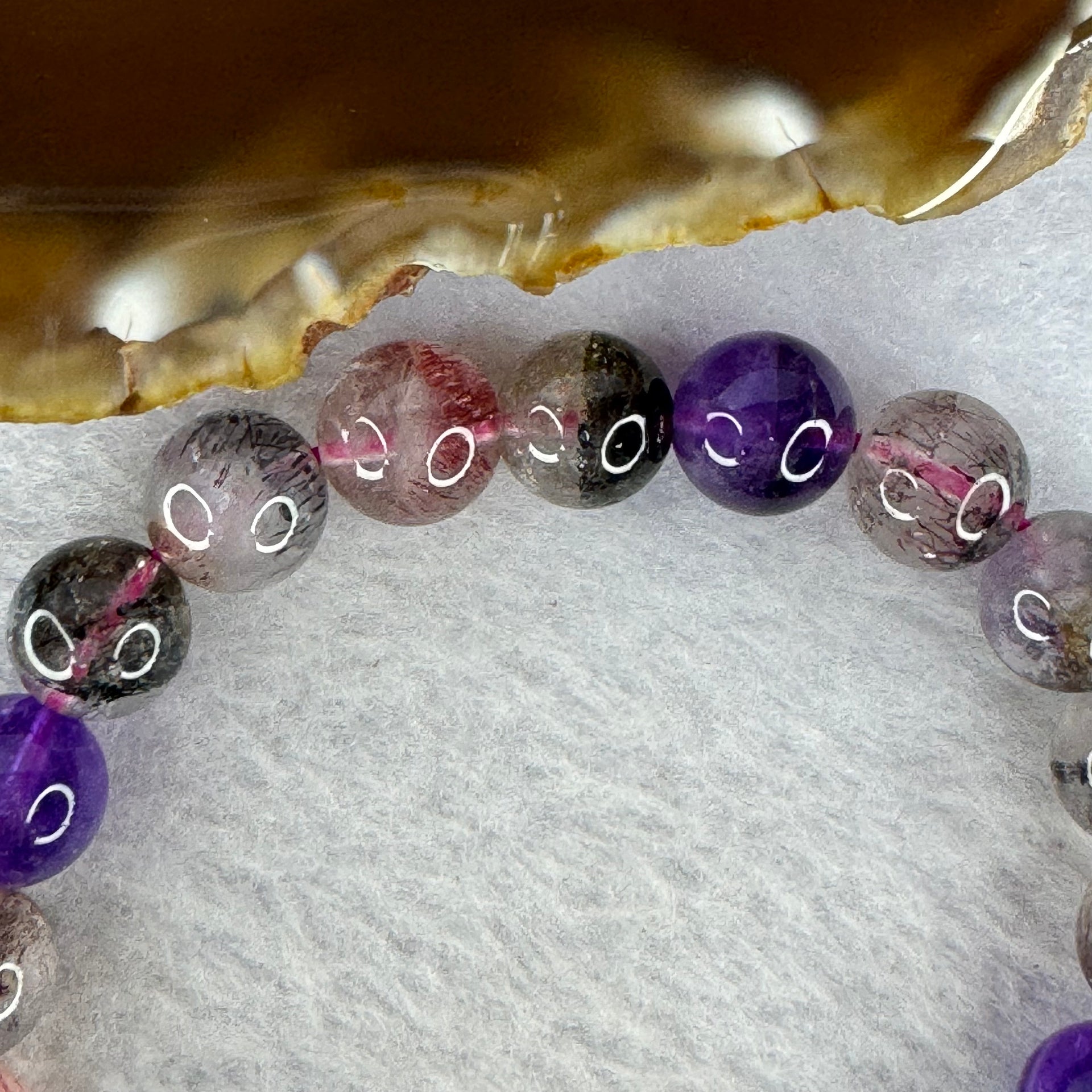 Natural Super 7 Crystal Bracelet 25.20g 9.8 mm 20 Beads - Huangs Jadeite and Jewelry Pte Ltd