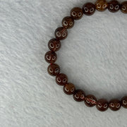 Natural Copper Rutilated Quartz Beads Bracelet 天然銅髮晶手镯 13.93g 16cm 7.4mm 27 Beads - Huangs Jadeite and Jewelry Pte Ltd