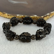 Obsidian 9 Tail Fox 18.2 by 18.0 by 13.3mm 8pcs and 8 Beads 8.3mm Bracelet 40.86g 17cm - Huangs Jadeite and Jewelry Pte Ltd