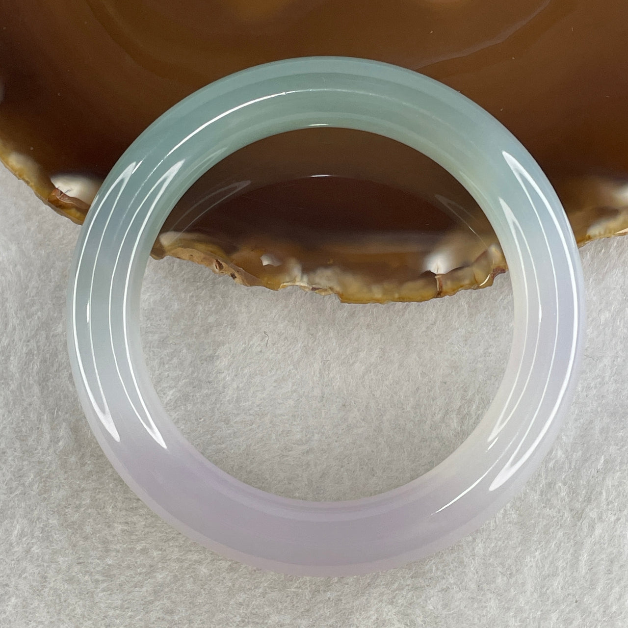 Certified Natural Green with Lavender Agate Bangle 49.56g Internal Diameter 56.6mm 10.7 by 11.0mm (Perfect) - Huangs Jadeite and Jewelry Pte Ltd