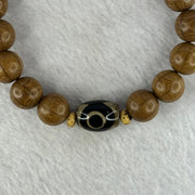 Natural Six Way Wooden Bead With 3 Eyes Dzi Bead Tian Zhu Beads Bracelets 天然六道木带三眼天珠手链 11.34g 16cm 10.5mm 17 Beads/ 13.7 by 10.4mm 1 Bead - Huangs Jadeite and Jewelry Pte Ltd