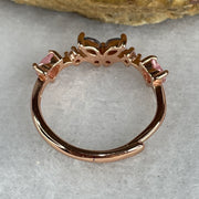Natural-Pink-Kunzite-and-Blue-Topaz-with-Cubic-Zirconia-in-S925-Sliver-Gold-Color-Ring-1.63g-4.3-by-4.3-by-2.0mm-Pink-4.0-by-2.0-by-1.2-Blue-(Adjustable-Size)-Huangs-Jadeite-and-Jewelry-Pte-Ltd
