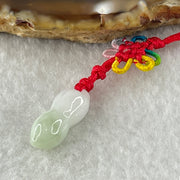 Type A Green with Lavender Jadeite Peanut Charm 1.78g 18.0 by 6.5mm - Huangs Jadeite and Jewelry Pte Ltd