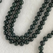 Rare High End Type A Fully Translucent Black Omphacite Jadeite Beads Necklace 34.77g 60cm 5.7mm 108 Beads - Huangs Jadeite and Jewelry Pte Ltd