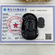 Type A Opaque Black Omphacite Jadeite Guan Yin Pendant 25.49g 60.0 by 38.3 by 9.5mm - Huangs Jadeite and Jewelry Pte Ltd