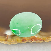 Type A Light Green and Spicy Green Piao Hua Jadeite Cabouchon Stone For Setting 3.88g 17.5 by 14.3 by 8.7mm - Huangs Jadeite and Jewelry Pte Ltd