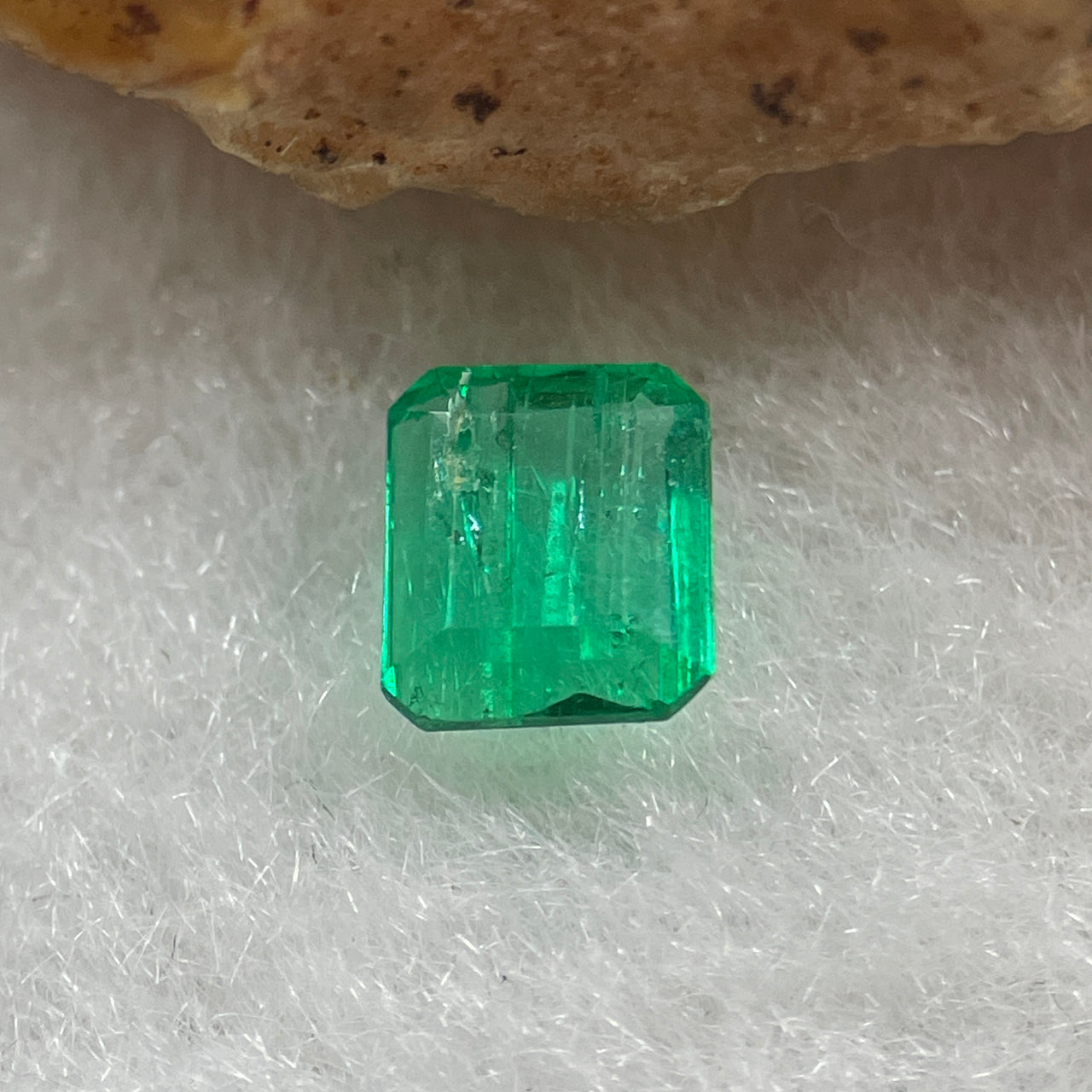 Natural Colombia Vivid Green Emerald (Beryl) Cut-Cornered Rectangular Step cut 0.46ct 5.3 by 4.6 by 2.4mm - Huangs Jadeite and Jewelry Pte Ltd
