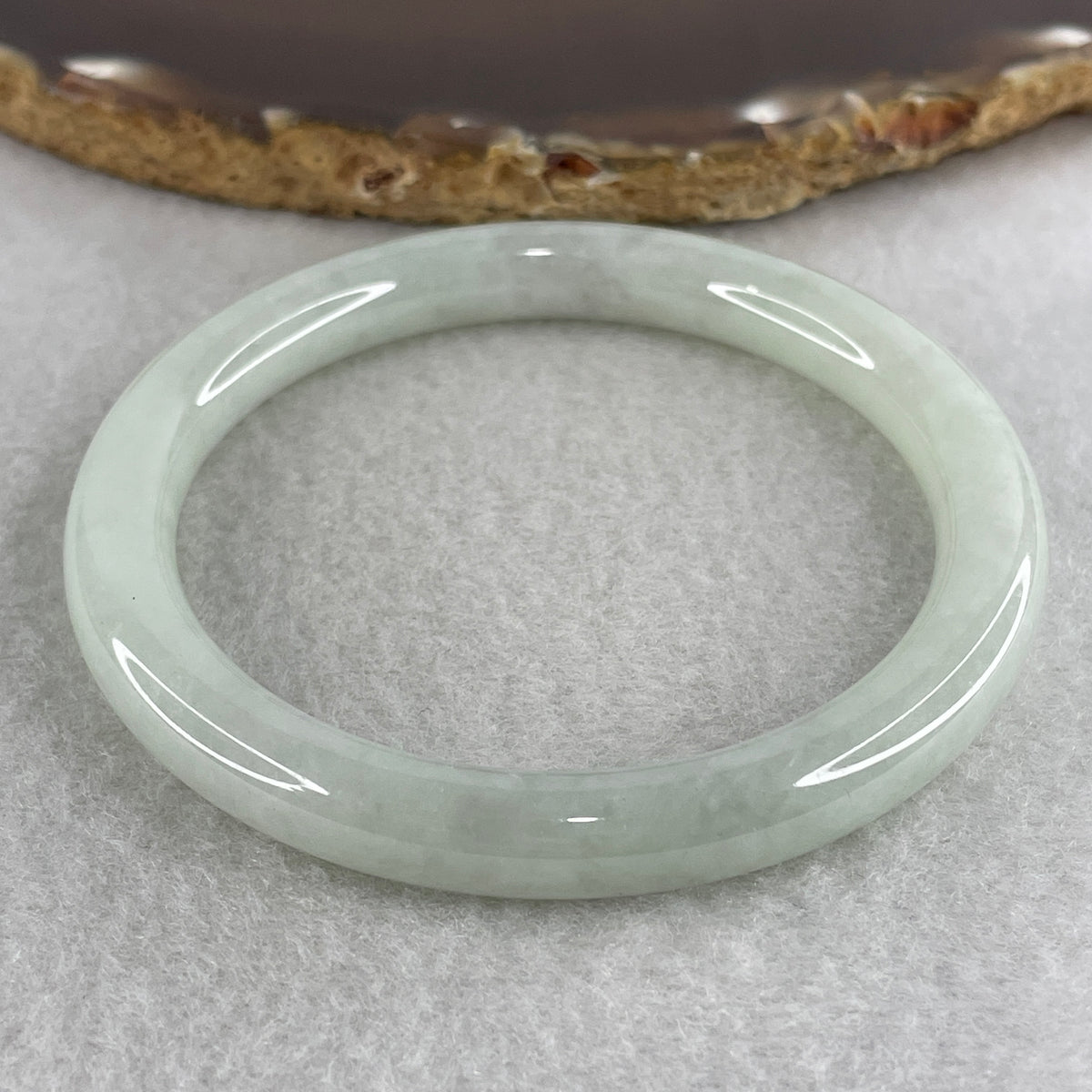 Natural Type A Light Green Jadeite Full Round Bangle | 55.6mm Yuan Tiao (33.96g 8.0x7.9mm | Perfect Grade | Imperial Wholeness & Heart Vitality) - Huangs Jadeite and Jewelry Pte Ltd