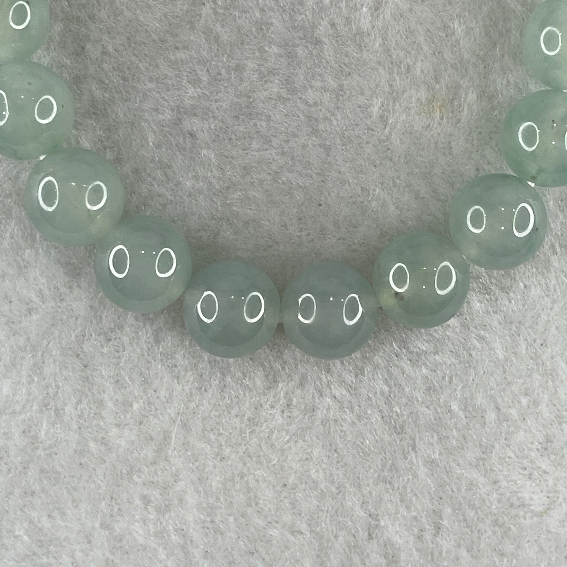 Type A Natural Sky Blue Jadeite Beads Bracelet 30.49g 15.5cm 9.6mm 20 Beads - Huangs Jadeite and Jewelry Pte Ltd