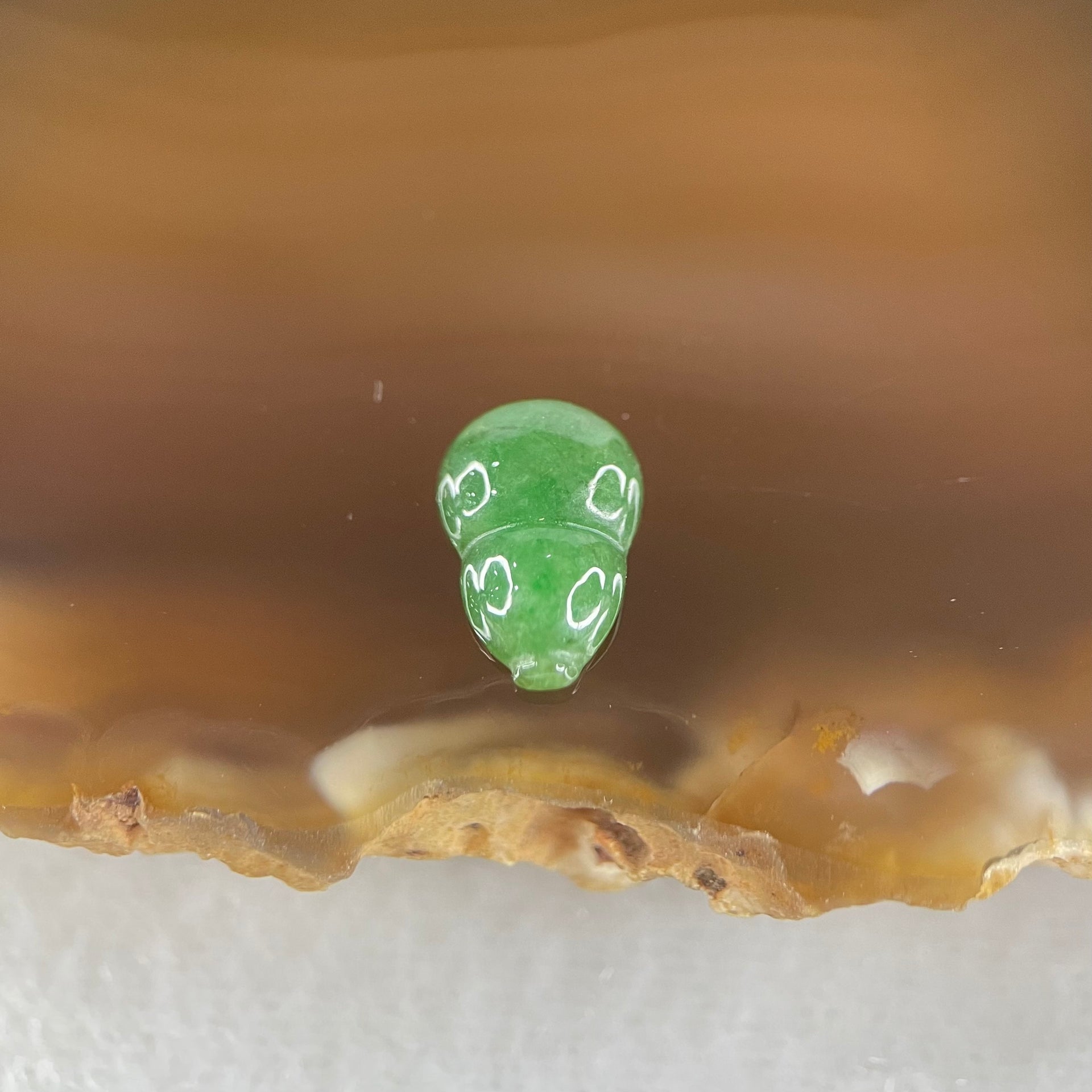 Type A Old Mine Full Green Jadeite Hulu Charm Stone For Setting 0.31g 9.6 by 6.5 by 2.8mm - Huangs Jadeite and Jewelry Pte Ltd
