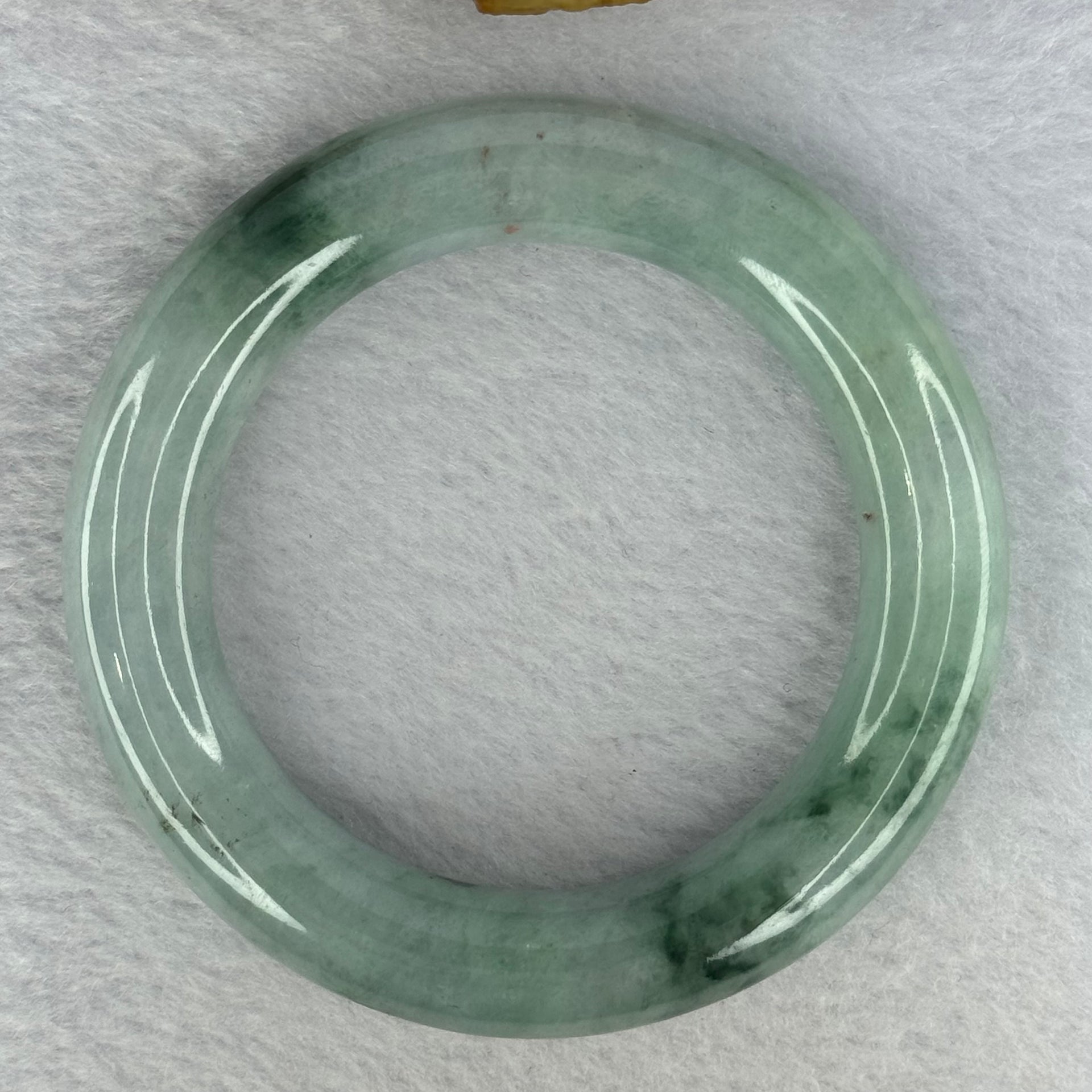 Type A Green with Blueish Green Piao Hua Jadeite Bangle Internal Diameter 54.7mm 90.87g 13.4 by 12.4mm (Very Slight External Rough) - Huangs Jadeite and Jewelry Pte Ltd