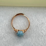 Natural Larimar in S925 Silver Rose Gold Color Ring (Adjustable Size) 1.94g 10.0 by 8.1 by 5.0mm - Huangs Jadeite and Jewelry Pte Ltd