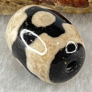 Natural Powerful Tibetan Old Oily Dark Brown With White Agate 3 Eyes Dzi Bead Heavenly Master (Tian Zhu) 三眼天诛 4.97g 17.8 by 13.4mm - Huangs Jadeite and Jewelry Pte Ltd
