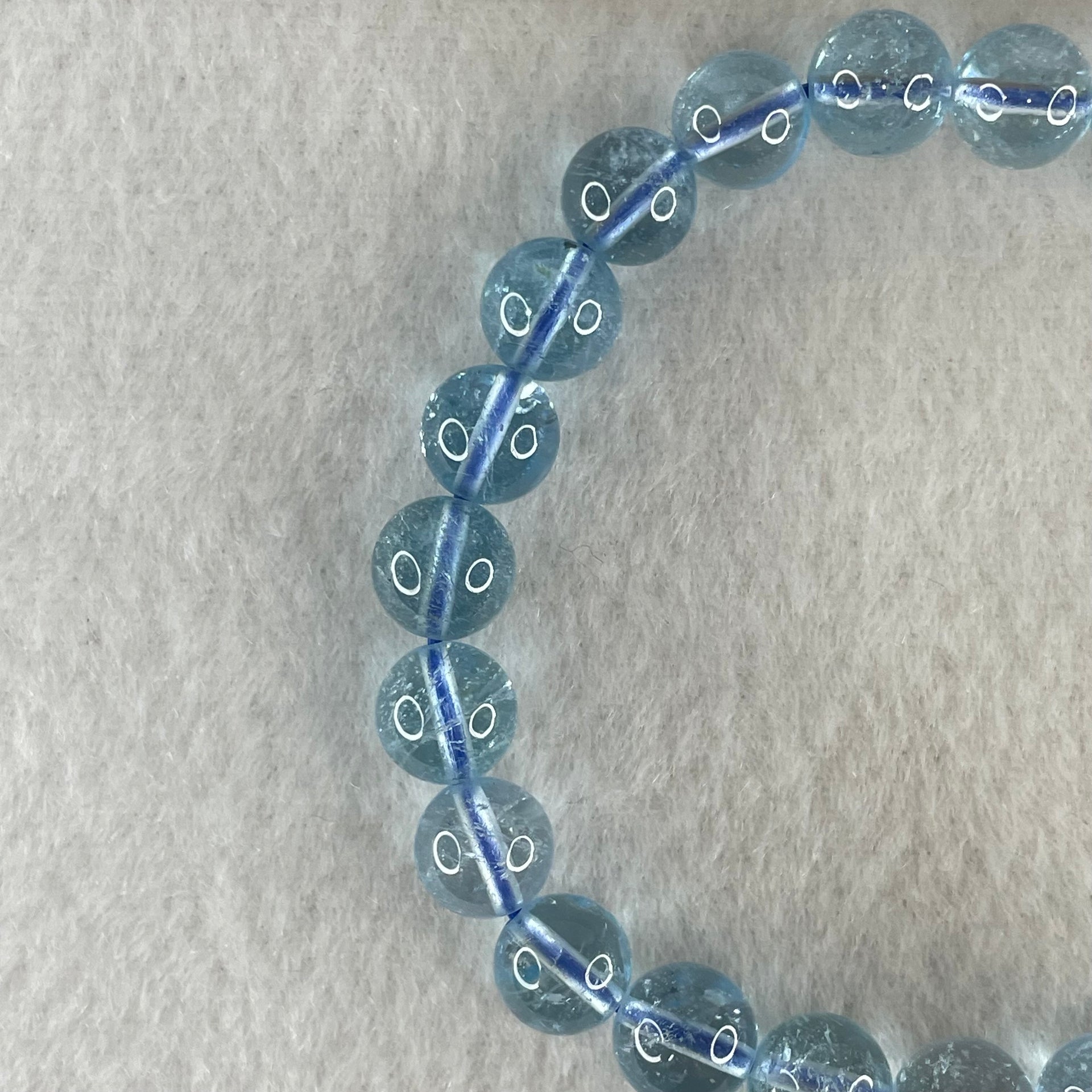 Above Average Natural Blue Topaz Beads Bracelet 23.57g 15.5cm 8.3mm 23 Beads - Huangs Jadeite and Jewelry Pte Ltd