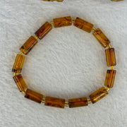 Natural Blood Flower Amber Lulutong Bracelet 天然血花琥珀手链 4.98g 15.5cm 12.6 by 6.0mm 13 Beads - Huangs Jadeite and Jewelry Pte Ltd