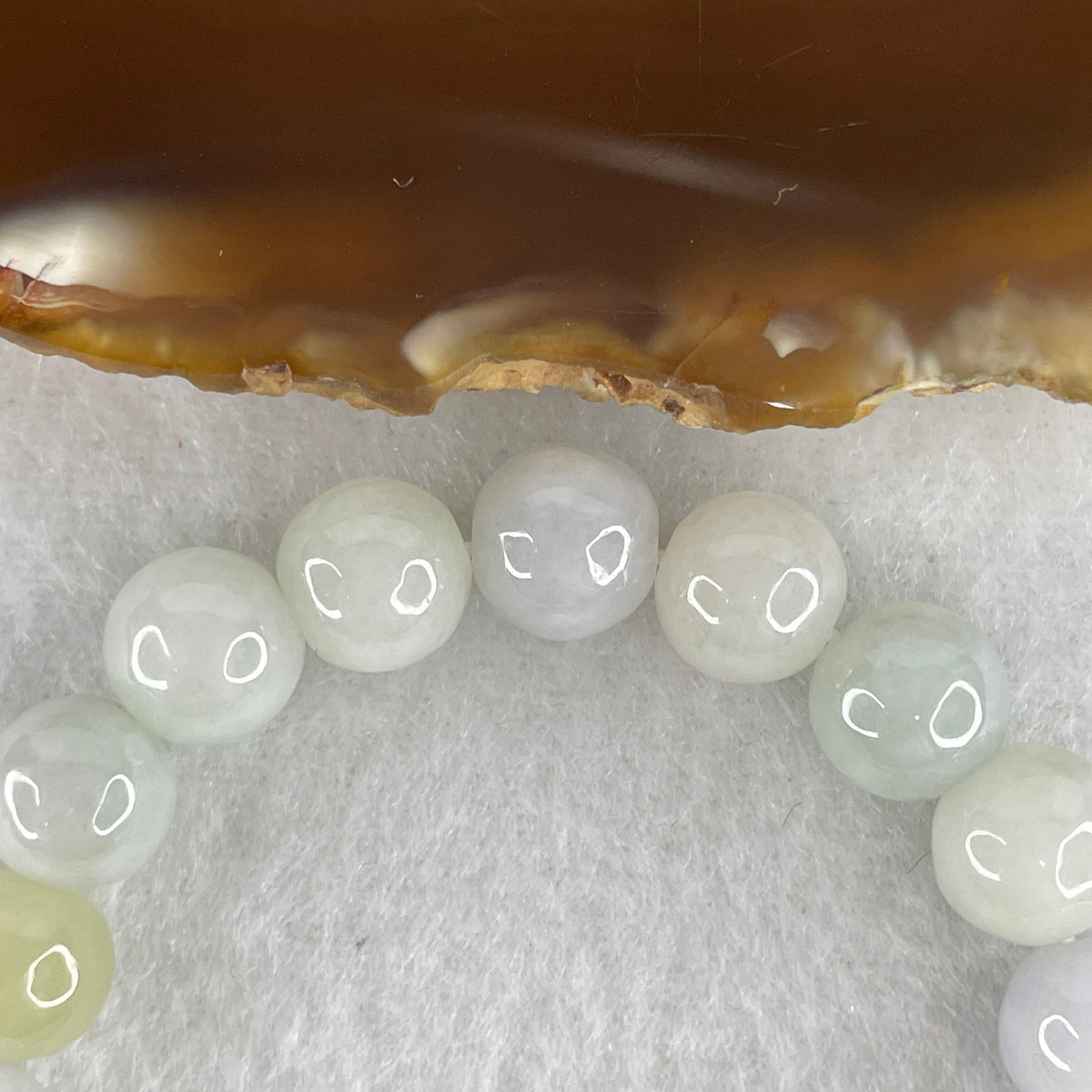 Natural Type A Light Lavender & Light Green Jadeite Bead Bracelet | Untreated Chun Dai Cai Fei Cui Stretch Bracelet (26.77g | 14.5cm Wrist | 9.3mm | 20 Beads)