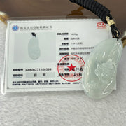 Type A Semi Icy Light Green Jadeite Benefactor on Lotus Flower Pendent 16.22g 52.1 by 26.5 by 7.9mm - Huangs Jadeite and Jewelry Pte Ltd