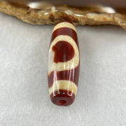 Natural Powerful Tibetan Old Oily Red White Agate One Eye Fire Sign Dzi Bead Heavenly Master (Tian Zhu) 一眼火天珠 9.27g 37.7 by 12.7mm - Huangs Jadeite and Jewelry Pte Ltd