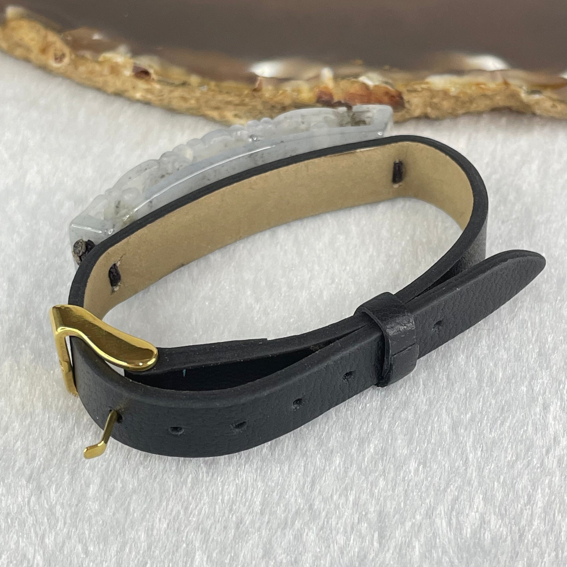 Type A Semi Icy Grey Jadeite Phoenix with PVC Bracelet 11.86g 49.3 by 11.1 by 7.7mm - Huangs Jadeite and Jewelry Pte Ltd