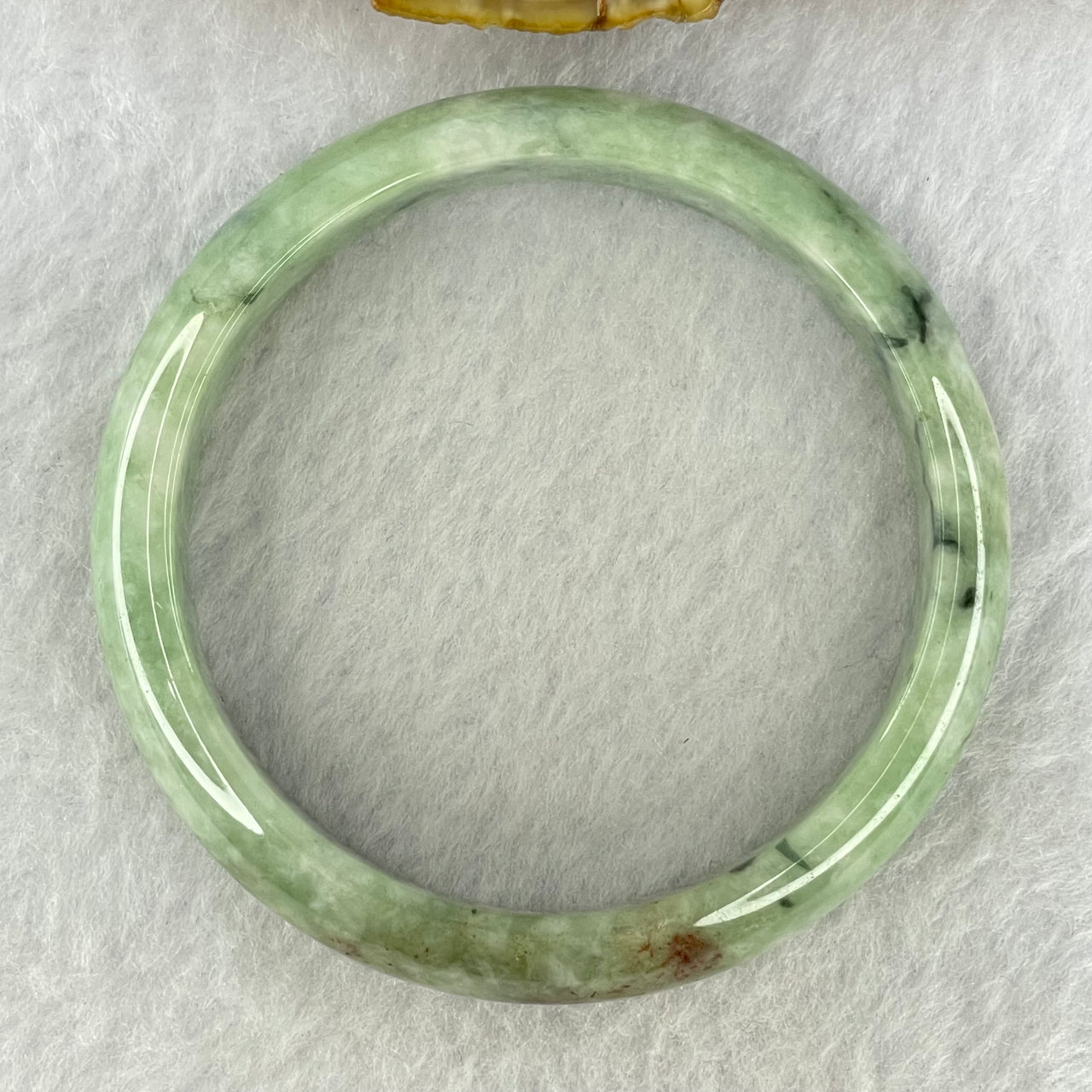 Type A Green and Dark Green Brown Piao Hua Jadeite Bangle Internal Diameter 53.7mm 39.34g 12.5 by 6.4mm (Slight External Rough + Slight Internal Lines) - Huangs Jadeite and Jewelry Pte Ltd