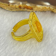 Natural Butterscotch Amber in  Sliver Gold Color Ring (Adjustable Size) 7.53g 10.2 by 6.6 by 3.5mm - Huangs Jadeite and Jewelry Pte Ltd