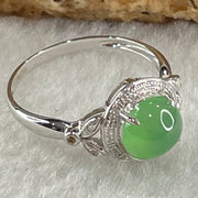 Type A Icy Light Intense Green Jadeite with Diamonds in 18K White Gold Ring 1.91g 7.3 by 4.0mm US6.7 HK14.8 - Huangs Jadeite and Jewelry Pte Ltd