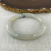 Natural Type A Faint Green with Blueish Green Piao Hua Flora Jadeite Bangle 37.89g Inner Diameter 53.5mm 8.4 by 9.5mm (Very Very Slight Internal Lines) - Huangs Jadeite and Jewelry Pte Ltd