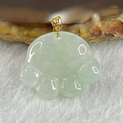 Natural Type A Light Green Jadeite Paw Pendant in 18K Yellow Gold Clasp 2.27g 18.3 by 14.8 by 4.0mm - Huangs Jadeite and Jewelry Pte Ltd