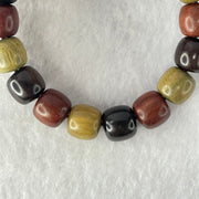 Natural Mixed Color Rose Wood Beads Bracelet 多宝珠小叶紫檀黑檀金丝楠手链 23.38g 18cm 12.2mm by 16 Beads - Huangs Jadeite and Jewelry Pte Ltd