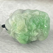 Type A Green with Wuji Grey Jadeite Good vs Evil Pendent 30.72g 31.6 by 24.7 by 23.6mm - Huangs Jadeite and Jewelry Pte Ltd