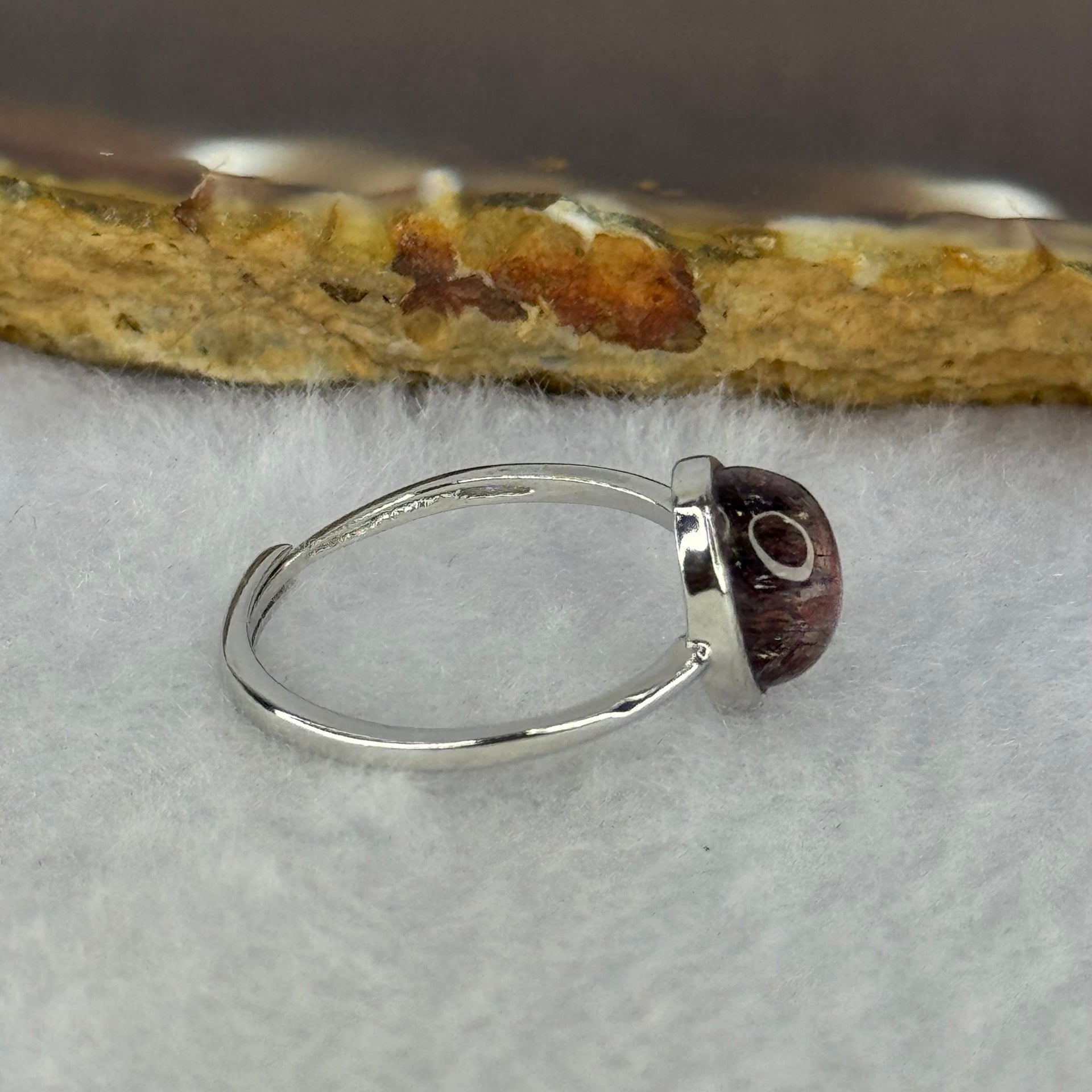 Very Good Grade Natural Super 7 S925 Silver Ring (Adjustable Size) 1.90g 9.4 by 7.6 by 5.5mm - Huangs Jadeite and Jewelry Pte Ltd