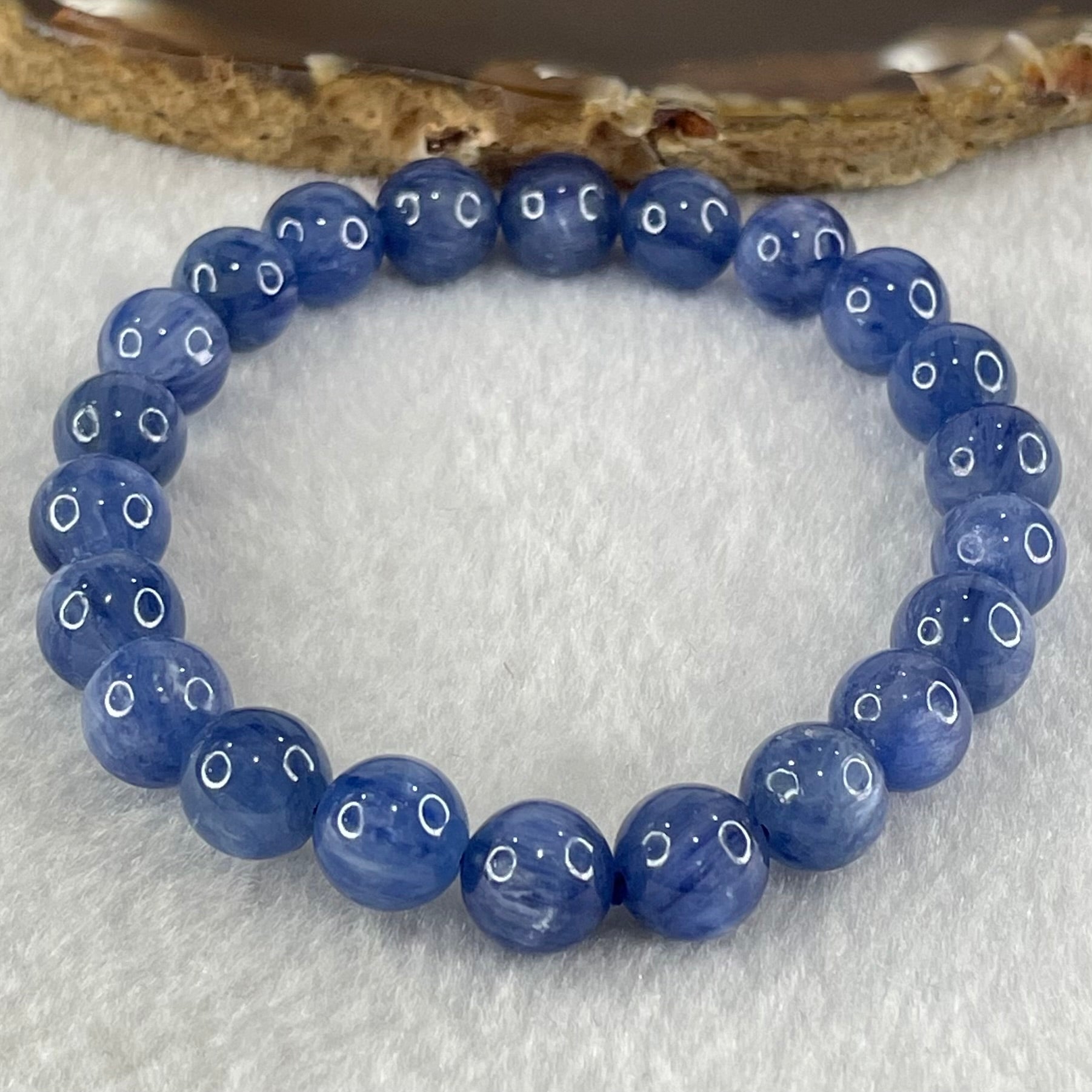 Natural Blue Kyanite Beads Bracelet 25.96g 15.5cm 8.9mm 22 Beads - Huangs Jadeite and Jewelry Pte Ltd
