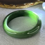 Type A Dark Green and Green Jadeite Bangle Internal Diameter 55.5mm 63.69g 14.1 by 8.5mm (Slight Internal Line) - Huangs Jadeite and Jewelry Pte Ltd