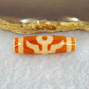 Natural Powerful Tibetan Old Oily Orange Red White Agate Patina Guiren Tairen Human Dzi Bead Totem Amulet Heavenly Master (Tian Zhu) 贵人天诛 7.99g 37.9 by 11.6mm - Huangs Jadeite and Jewelry Pte Ltd