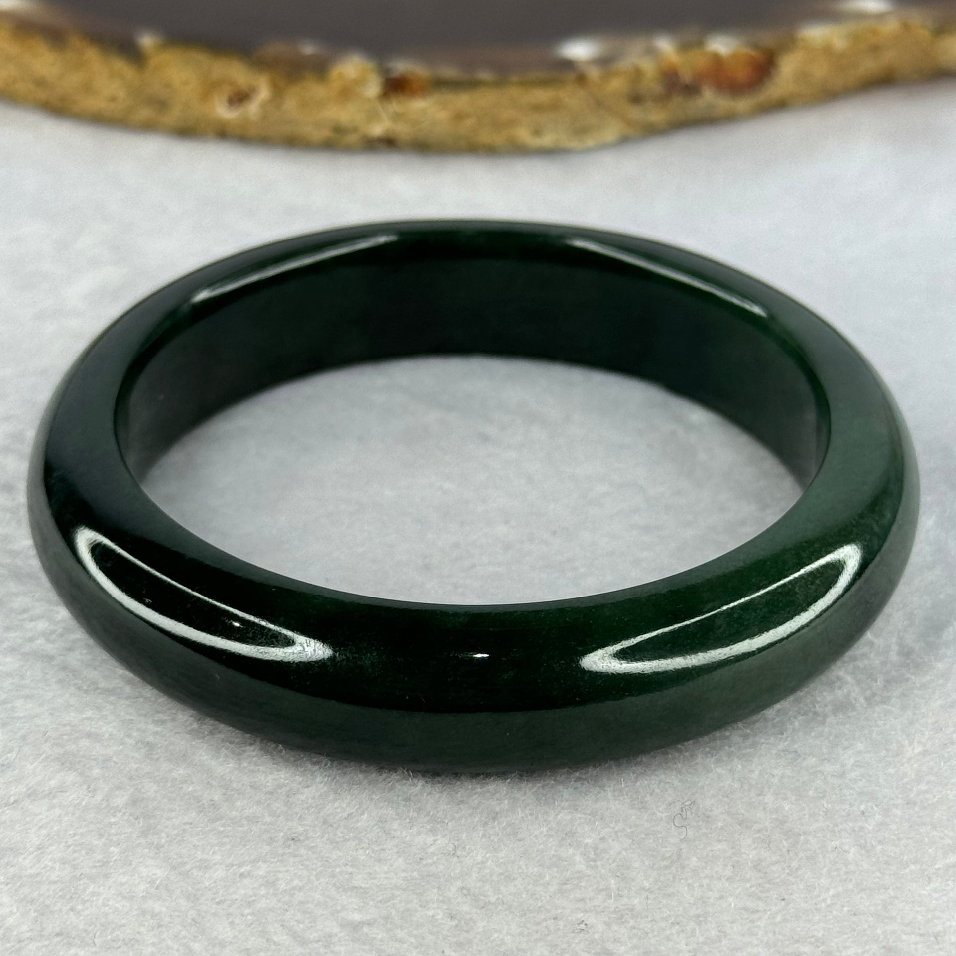 Type A Dark Green Jadeite Bangle Internal Diameter 55.0mm 56.42g 12.8 by 8.7mm (Slight Internal Line) - Huangs Jadeite and Jewelry Pte Ltd