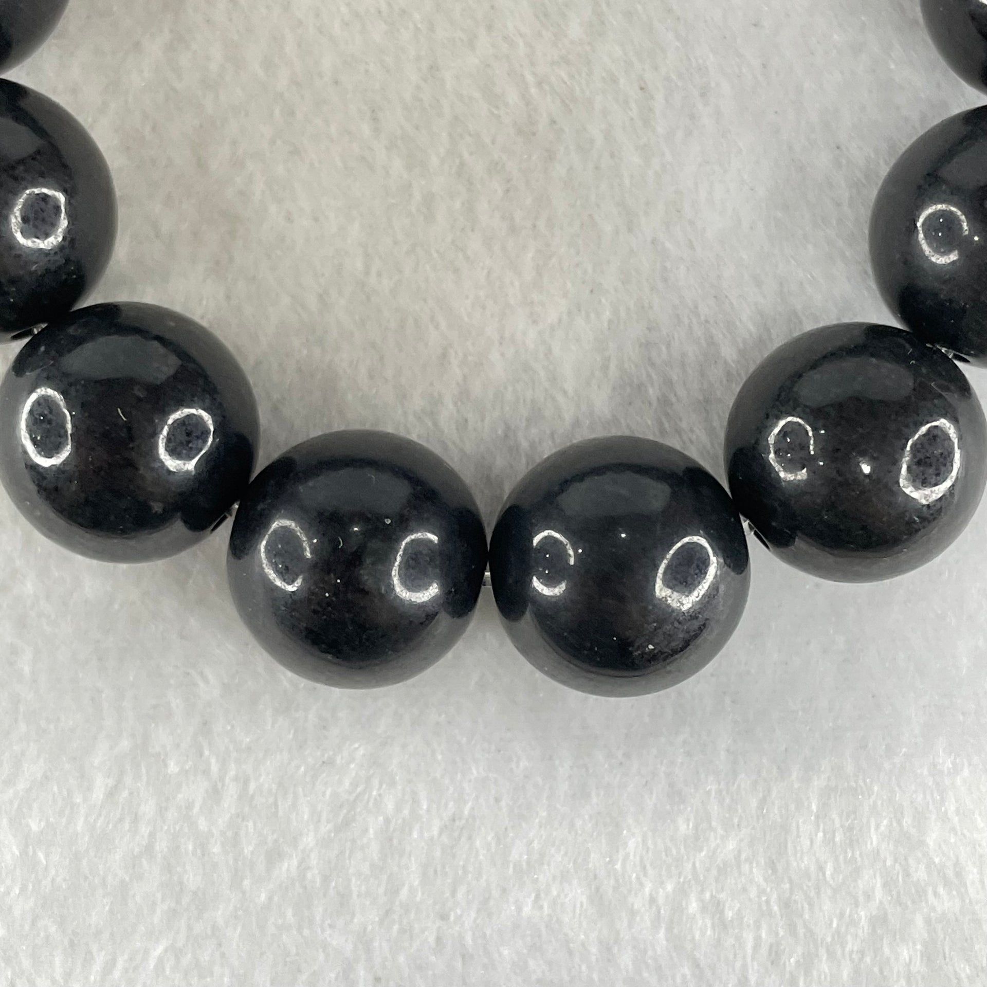 Natural Magnetite Beads Bracelet 84.61g 17cm 16.0mm 14 Beads - Huangs Jadeite and Jewelry Pte Ltd
